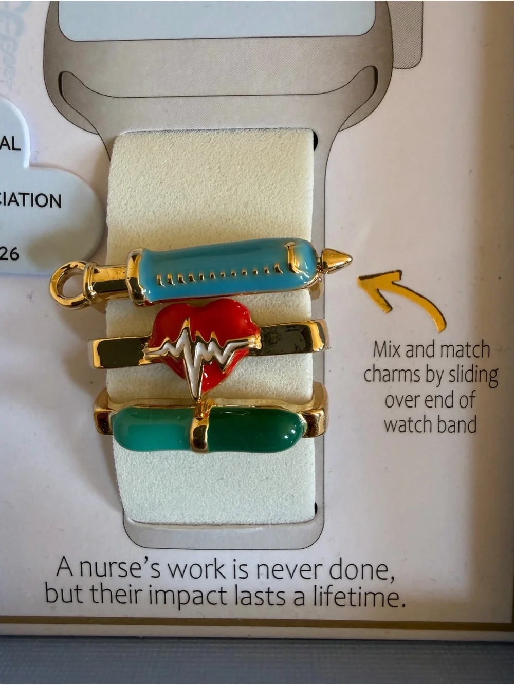 True to Form Nurse Watch Band Charms — Blue, Red, Green (Set of 3) w/Gift Box